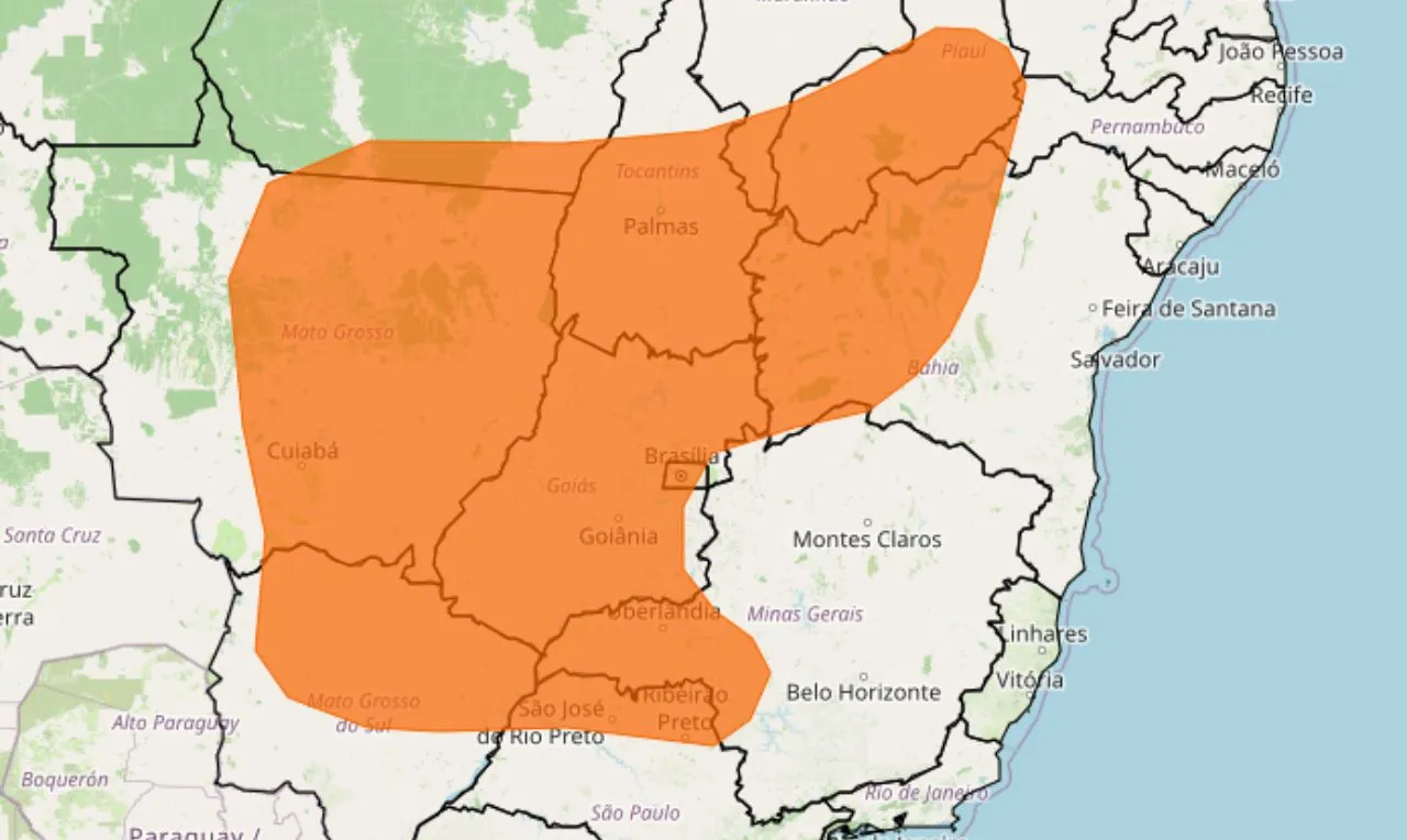 a imagem mostra 4 regi&otilde;es em estado de alerta para baixa umidade